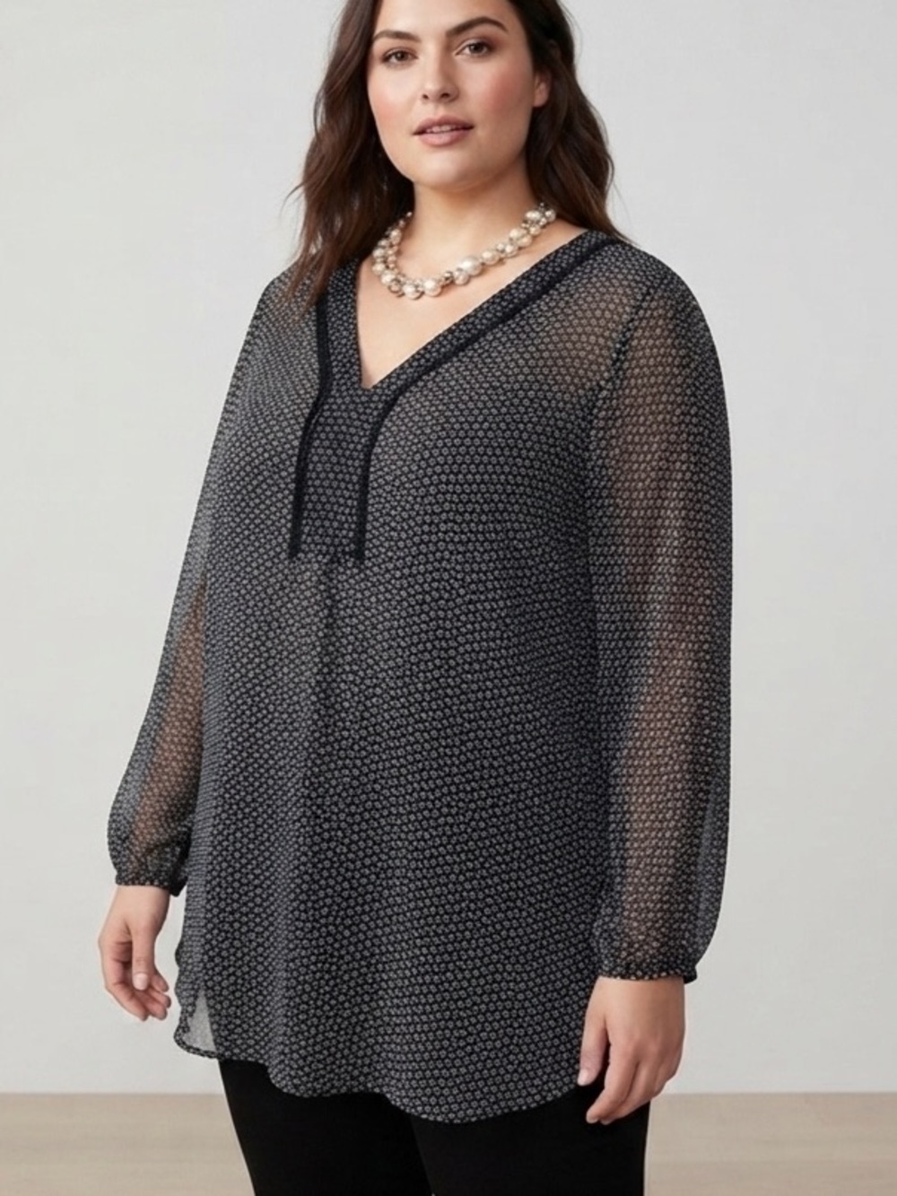 😍SHOW SPECIAL - JOE FRESH Black and White with Piping Detail Blouse Plus size XL - Picture 1 of 7